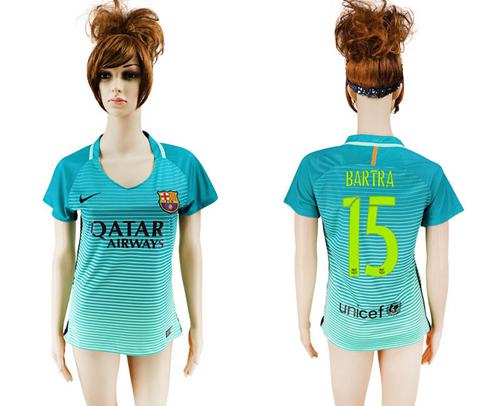Women's Barcelona #15 Bartra Sec Away Soccer Club Jersey